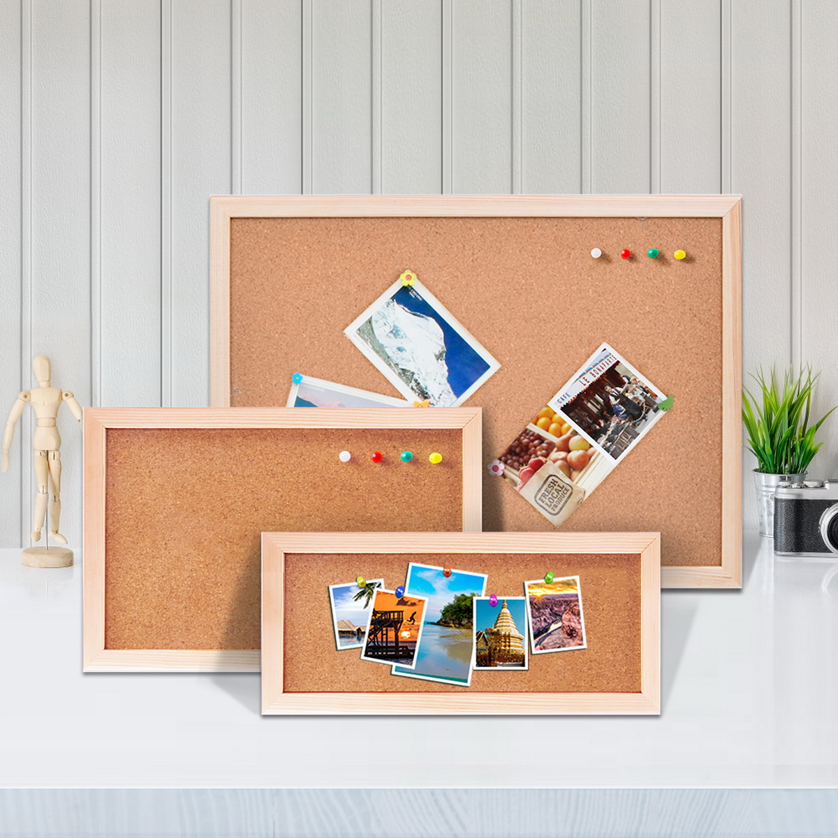 Bulletin Board Cork - Vintage Pine Wood Frame Cork Board