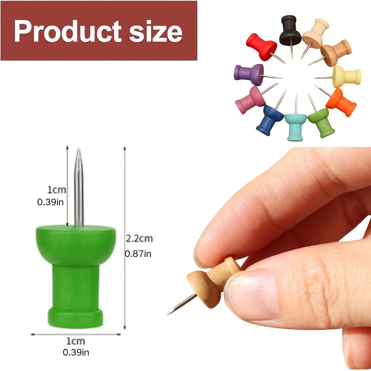 50Pcs Colorful Wood Push Pins  - đánh giá và giá Bulletin Board Cork