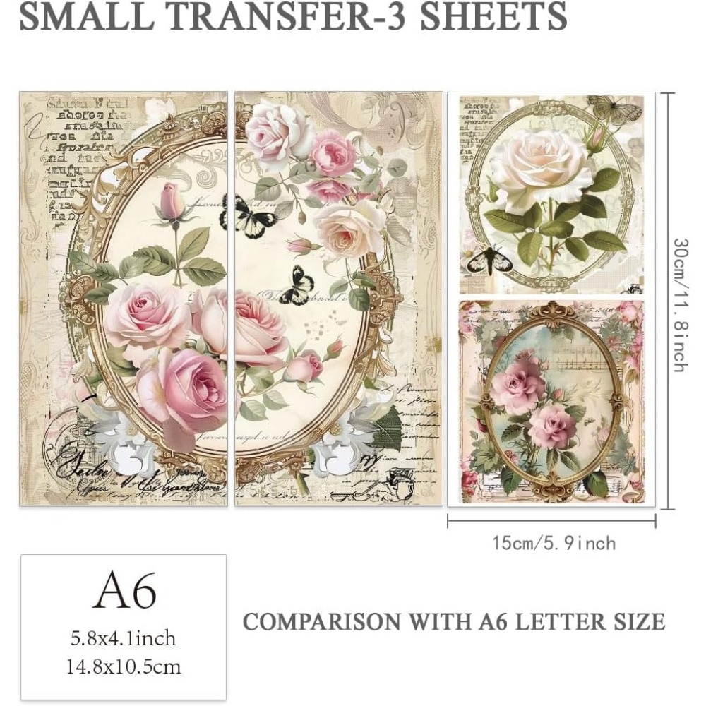 3pcs/Set Rose Rub on Transfers - đánh giá và giá Office Furniture Group