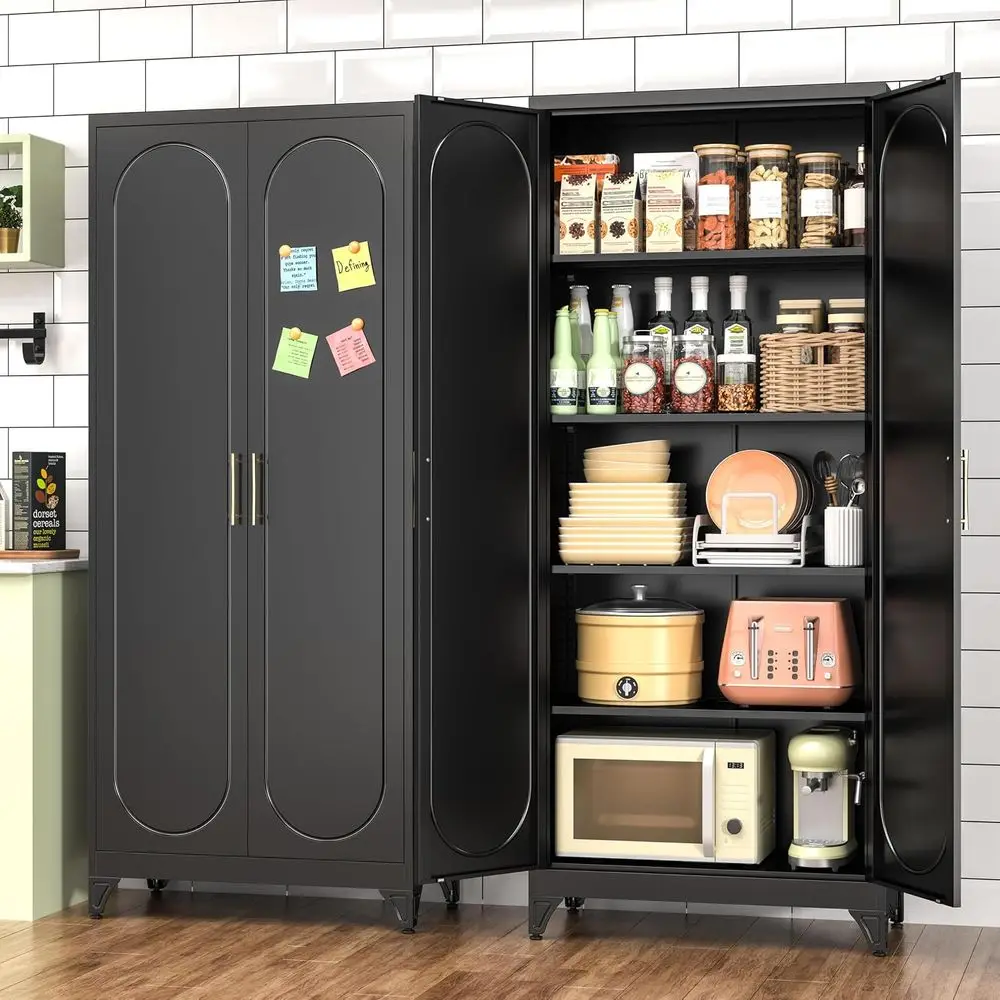 75 Tall Metal Kitchen Pantry C - đánh giá và giá Office Storage Cabinet