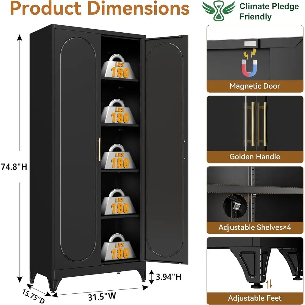 75 Tall Metal Kitchen Pantry C - đánh giá và giá Office Storage Cabinet