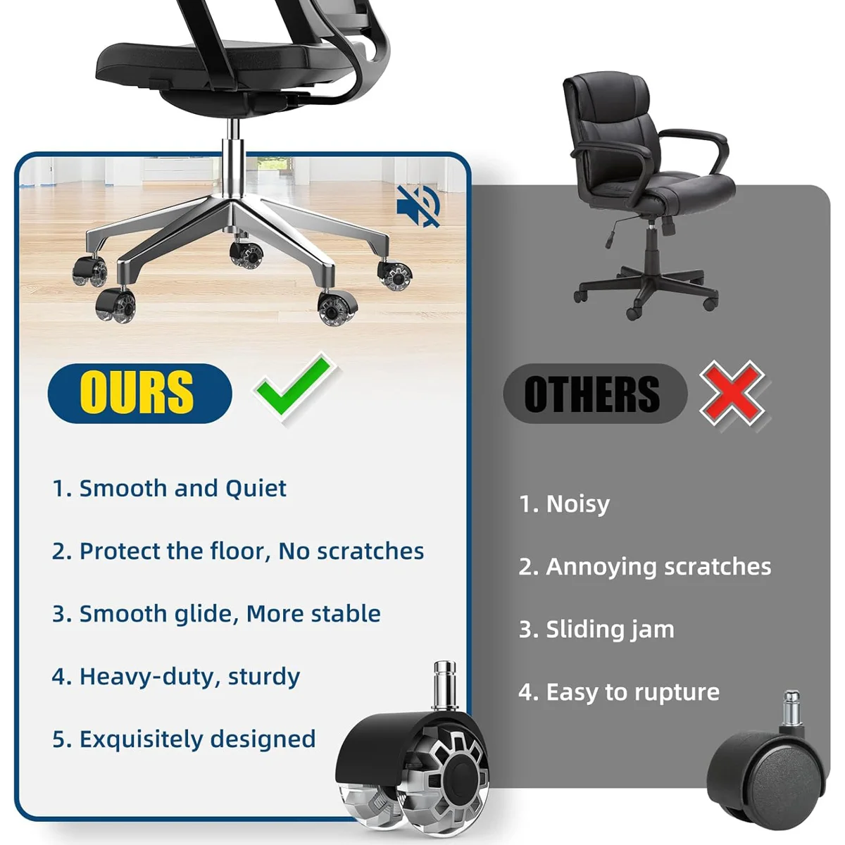 5Pcs Universal Office Chair Wh - đánh giá và giá Office Furniture Group