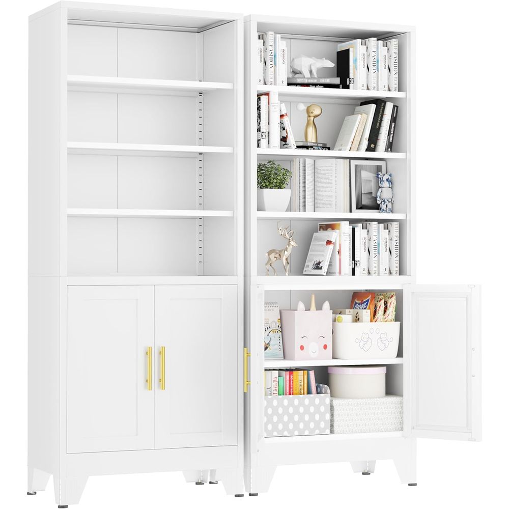 71 Tall White Metal Bookcases  - đánh giá và giá Office Storage Cabinet