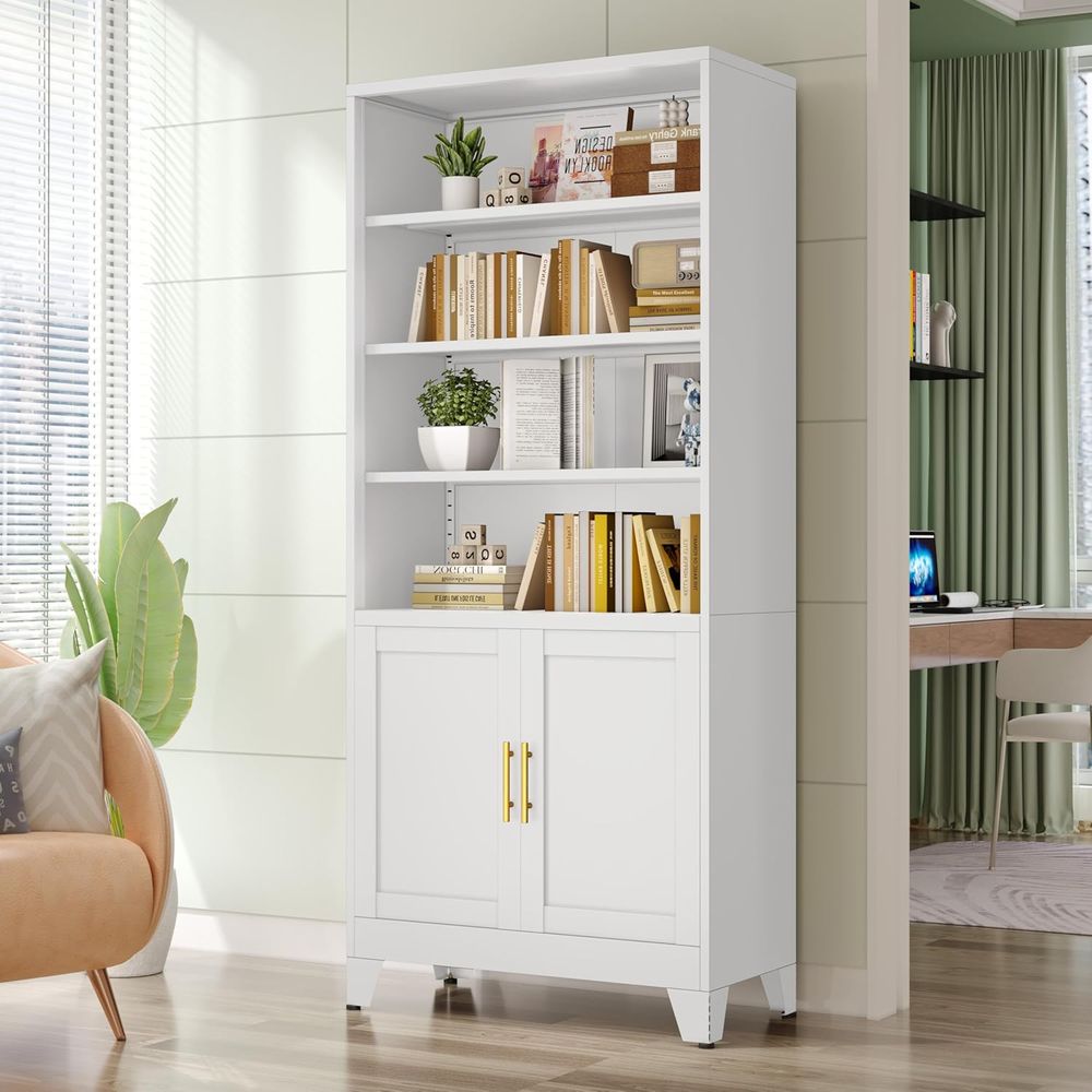 71 Tall White Metal Bookcases  - đánh giá và giá Office Storage Cabinet