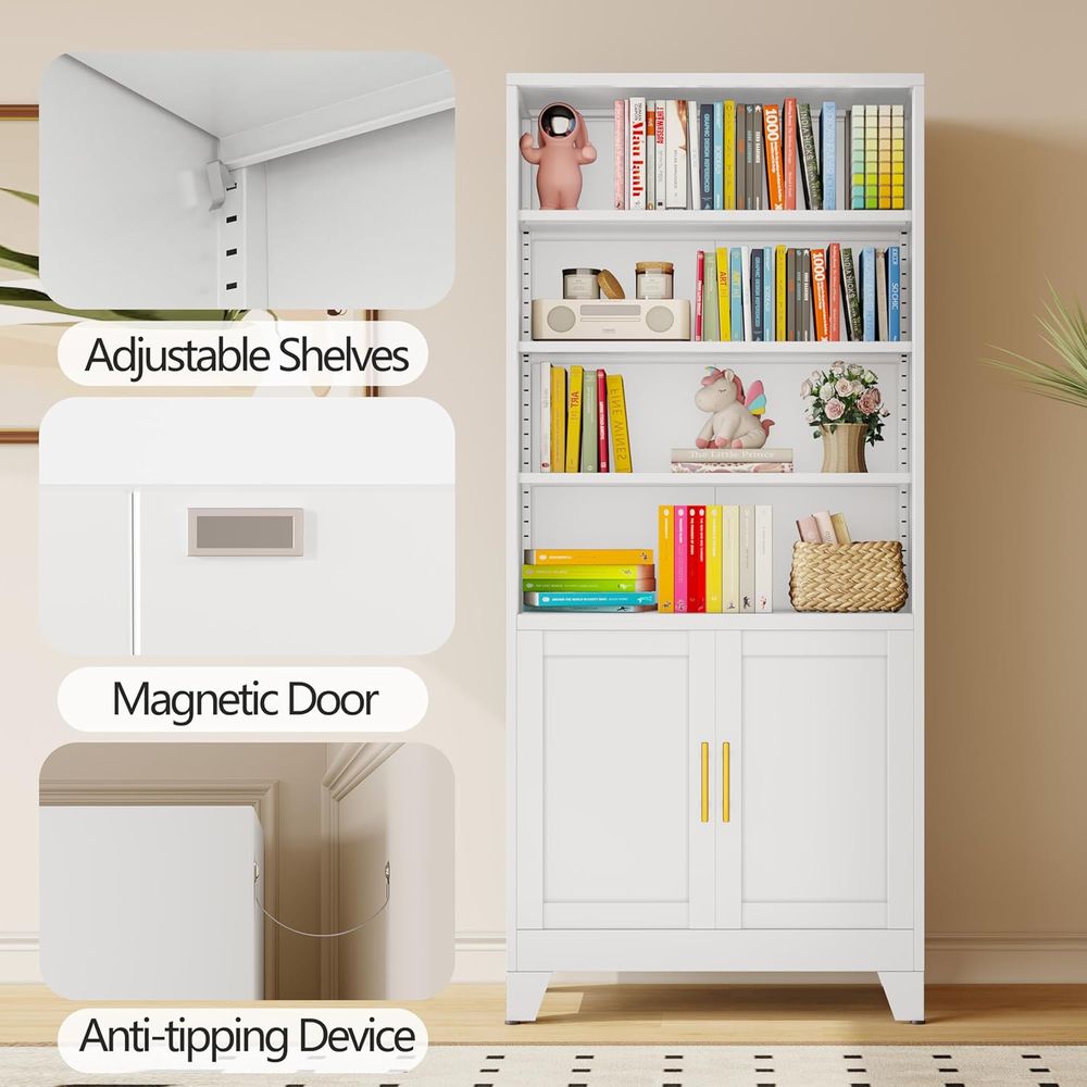 71 Tall White Metal Bookcases  - đánh giá và giá Office Storage Cabinet