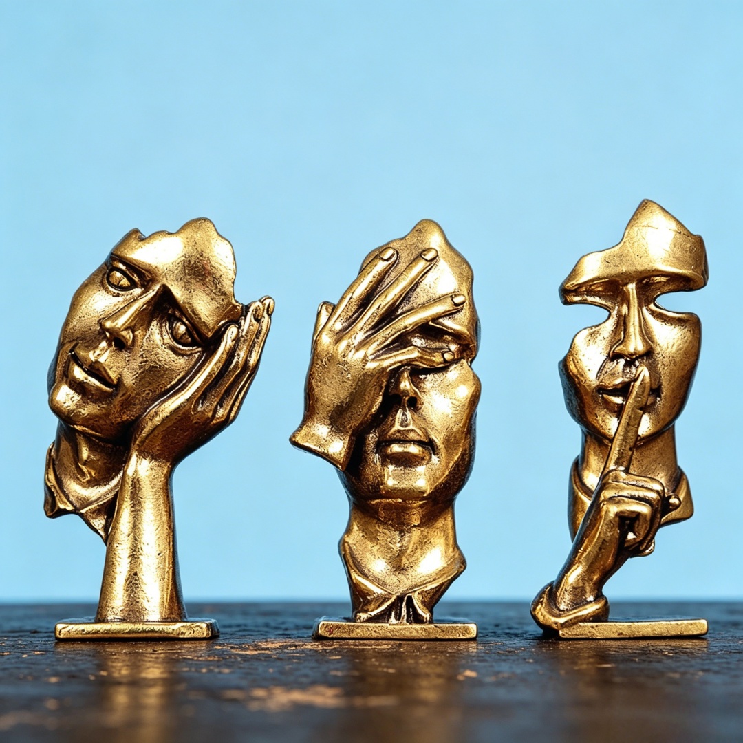 Set of 3 Brass Abstract Face S - đánh giá và giá Office Furniture Group