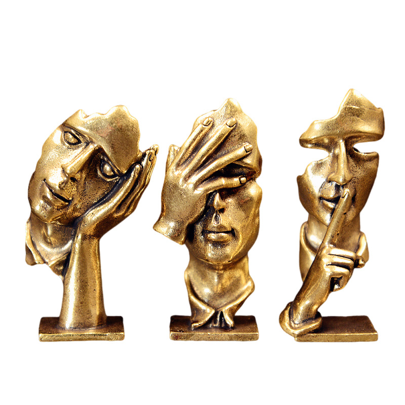 Set of 3 Brass Abstract Face S - đánh giá và giá Office Furniture Group